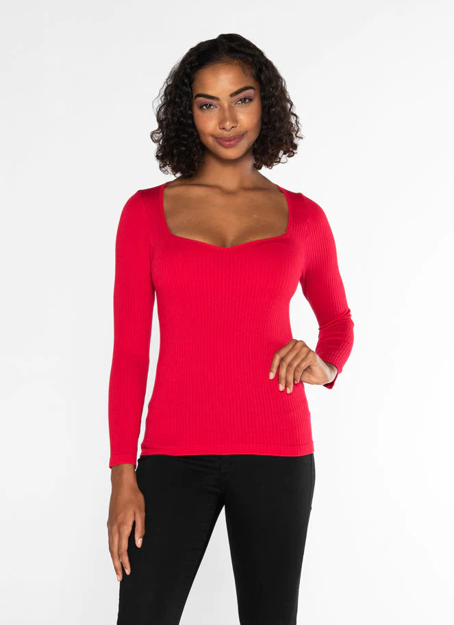 Top Sweetheart L/S Rib Sans Coutures - BAMBOO