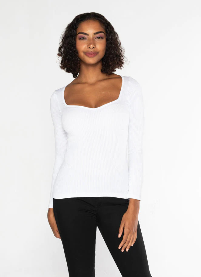 Top Sweetheart L/S Rib Sans Coutures - BAMBOO